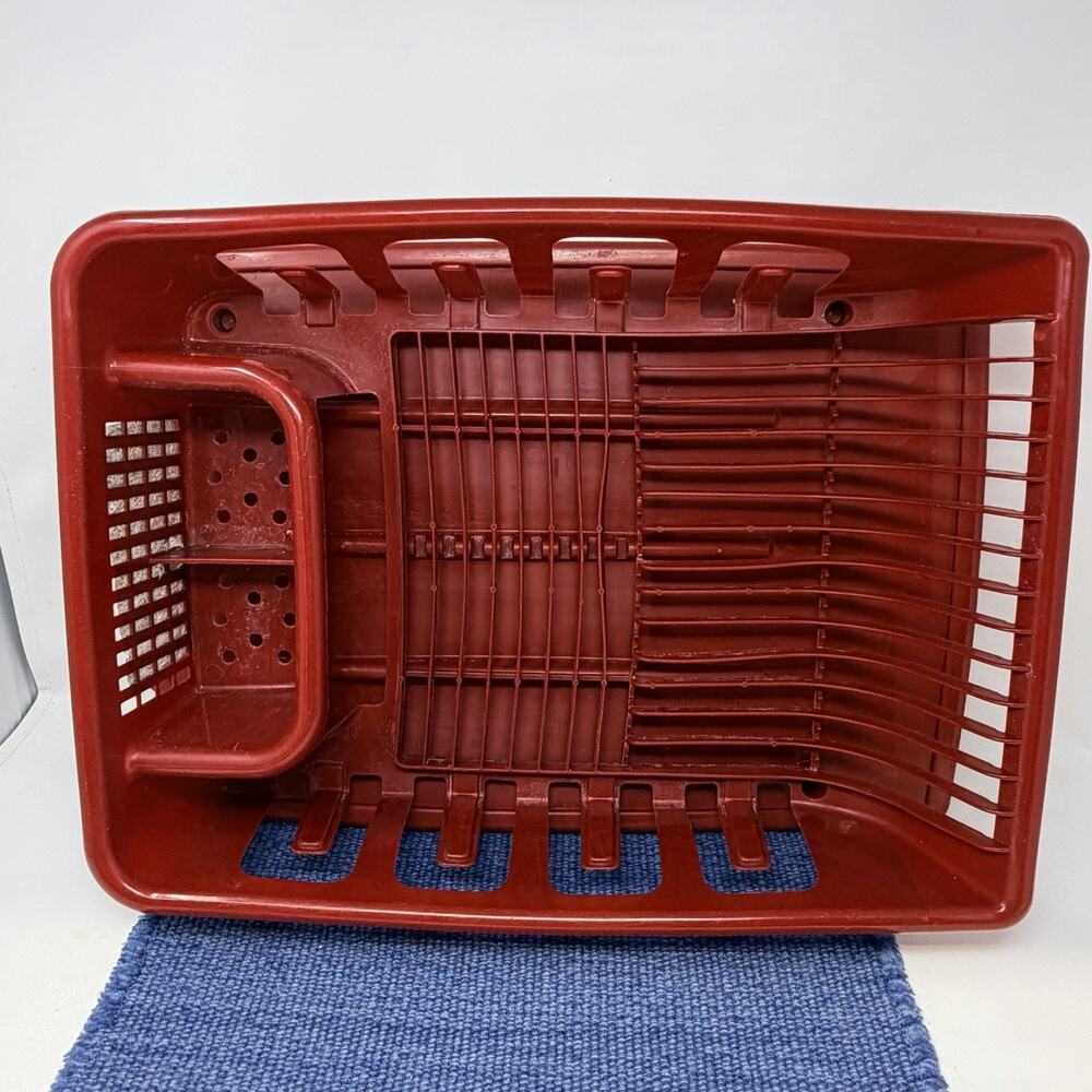 HTF large Red United Solutions Plastic Dish Drainer Rack Drainboard 2 Piece USA